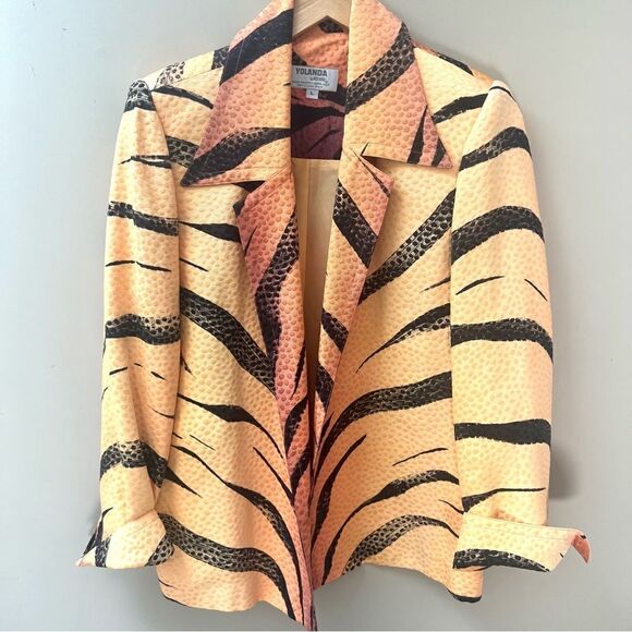 Yolanda Lorentz animal print silk jacket  size L - Picture 1 of 7